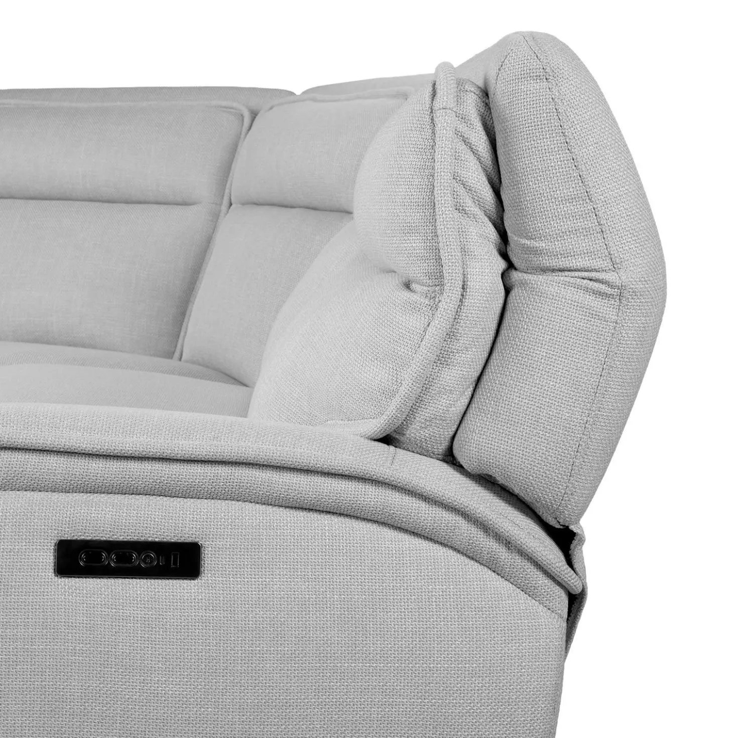 Sectionnel modulaire inclinable électrique, appuis-tête ajustables, console avec système audio et siège avec dossier rabattable - 7 mcx