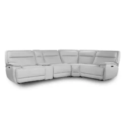 Sectionnel modulaire inclinable électrique, appuis-tête ajustables et console avec système audio - 5 mcx