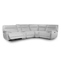 Sectionnel modulaire inclinable électrique, appuis-tête ajustables et console avec système audio - 5 mcx