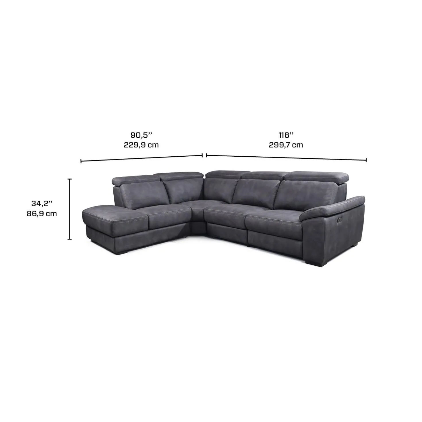 Sectionnel modulaire inclinable électrique avec appuis-tête ajustables - 4 mcx