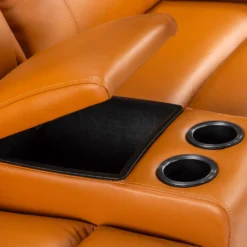Sectionnel modulaire inclinable électrique avec console en cuir véritable - 6 mcx