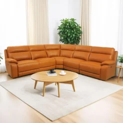 Sectionnel modulaire inclinable électrique en cuir véritable - 5 mcx