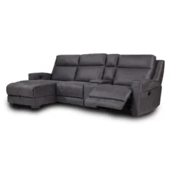 Sectionnel modulaire inclinable, siège rabattable, chaise longue avec rangement, console avec porte-gobelets et ports USB/USB-C - 4 mcx