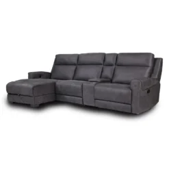 Sectionnel modulaire inclinable, siège rabattable, chaise longue avec rangement, console avec porte-gobelets et ports USB/USB-C - 4 mcx