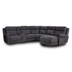 Sectionnel modulaire inclinable, sièges rabattables, chaise longue avec rangement, console avec porte-gobelets et ports USB/USB-C - 6 mcx