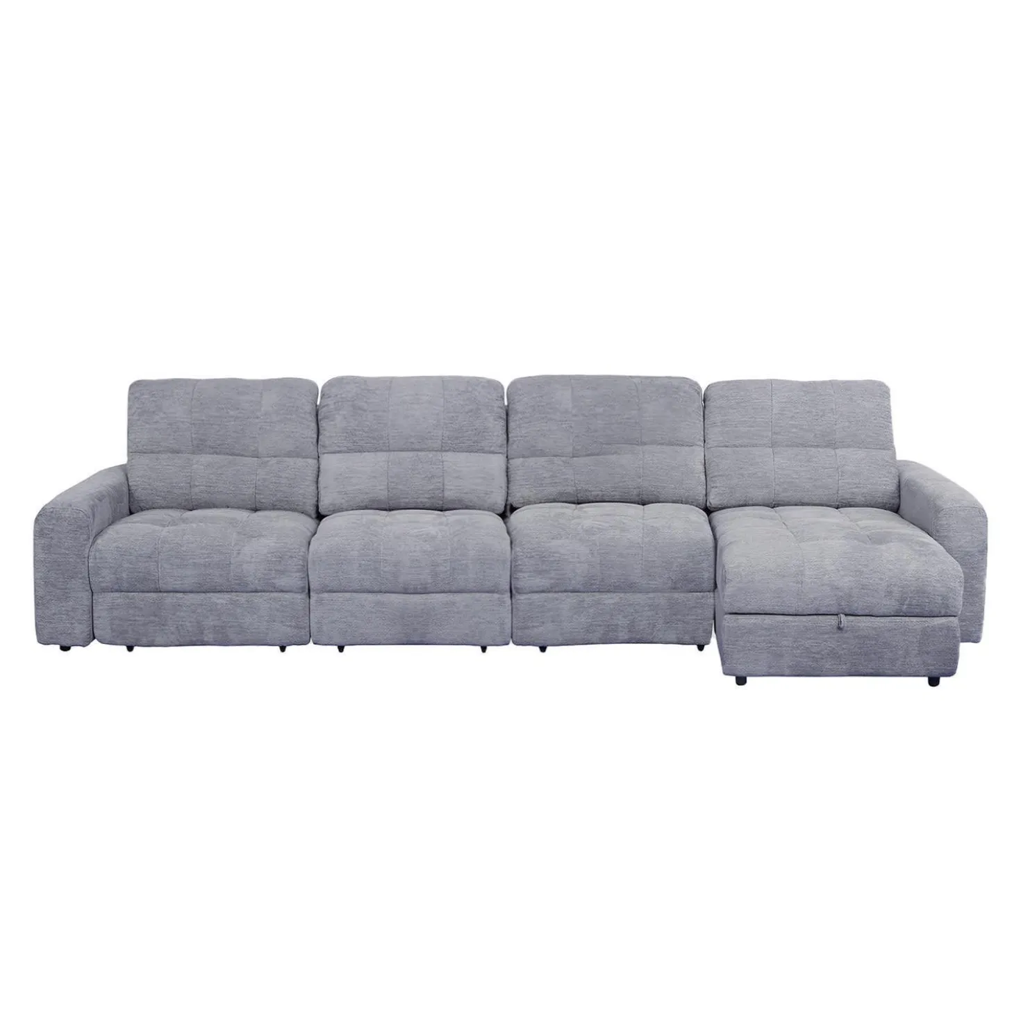 Sectionnel modulaire électrique avec 2 sièges coulissants et chaise longue droite avec rangement - 4 mcx