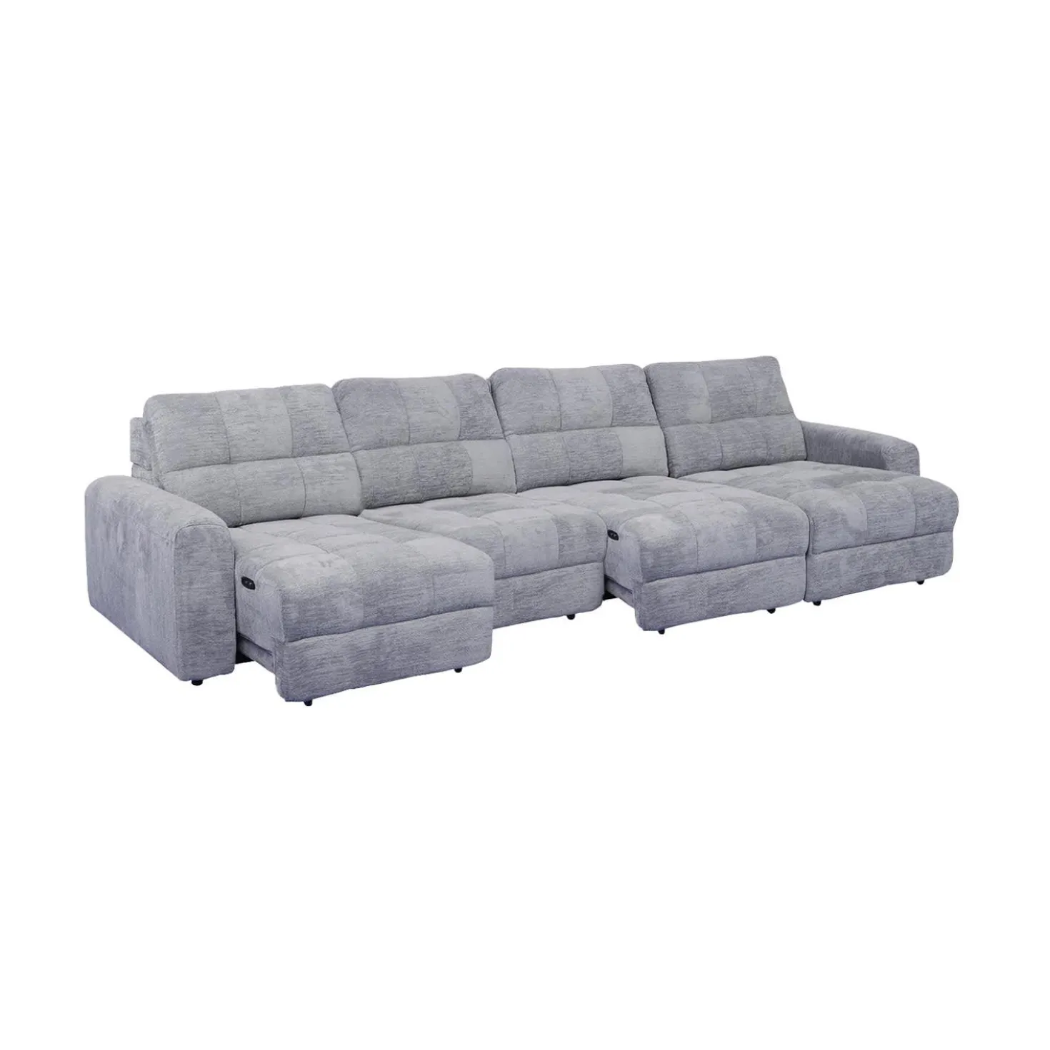 Sectionnel modulaire électrique avec 2 sièges coulissants et chaise longue droite avec rangement - 4 mcx