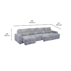 Sectionnel modulaire électrique avec 2 sièges coulissants et chaise longue droite avec rangement - 4 mcx
