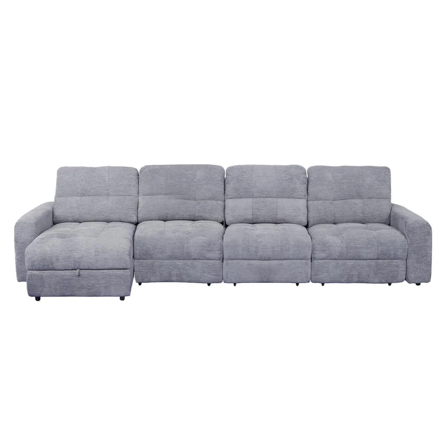 Sectionnel modulaire électrique avec 2 sièges coulissants et chaise longue gauche avec rangement - 4 mcx