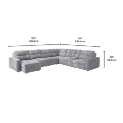 Sectionnel modulaire électrique inclinable avec 2 sièges coulissants, chaise longue à gauche avec rangement et console - 7 mcx