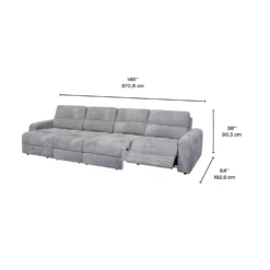 Sectionnel modulaire électrique inclinable avec 2 sièges coulissants et chaise longue à gauche avec rangement - 4 mcx