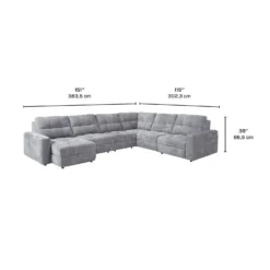 Sectionnel modulaire électrique inclinable avec 2 sièges coulissants et chaise longue à gauche avec rangement - 6 mcx