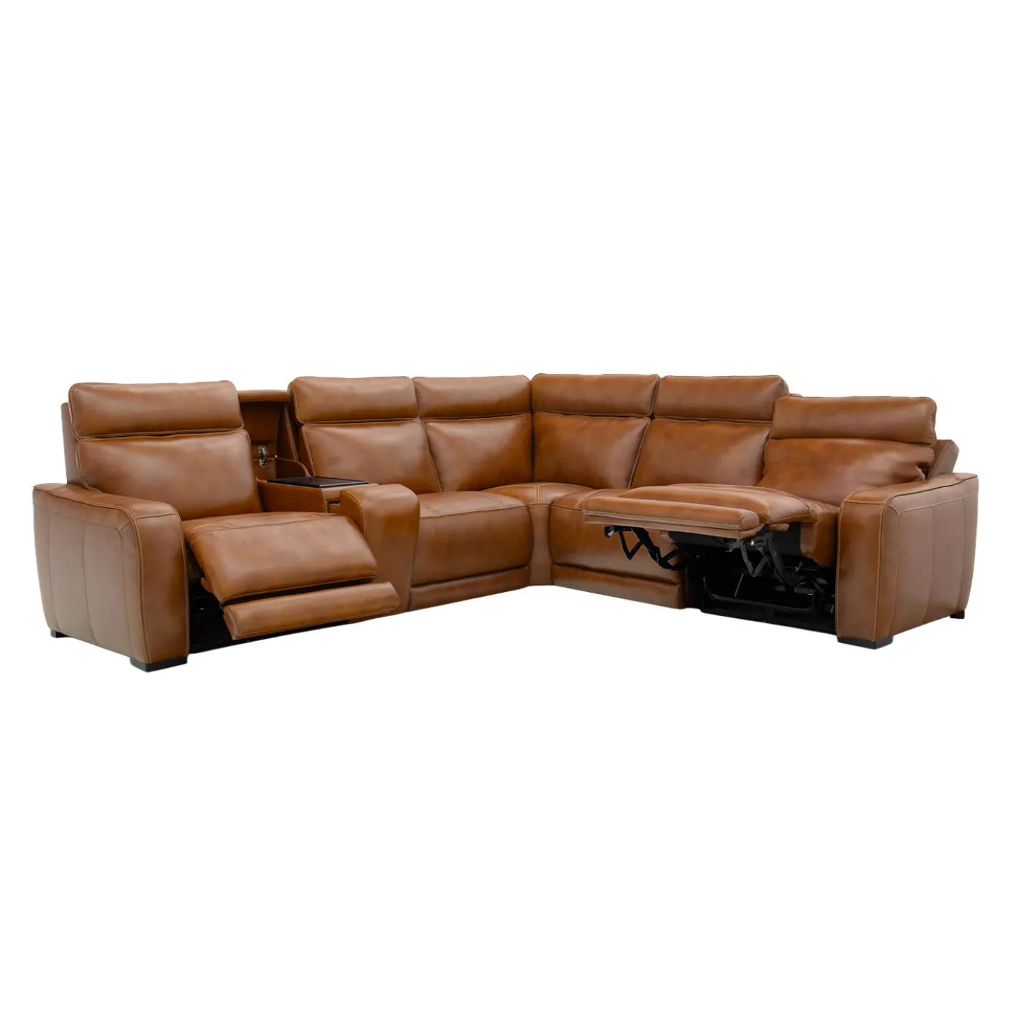 Sectionnel modulaire électrique inclinable avec console, haut-parleurs intégrés, massage et chaleur -6 mcx
