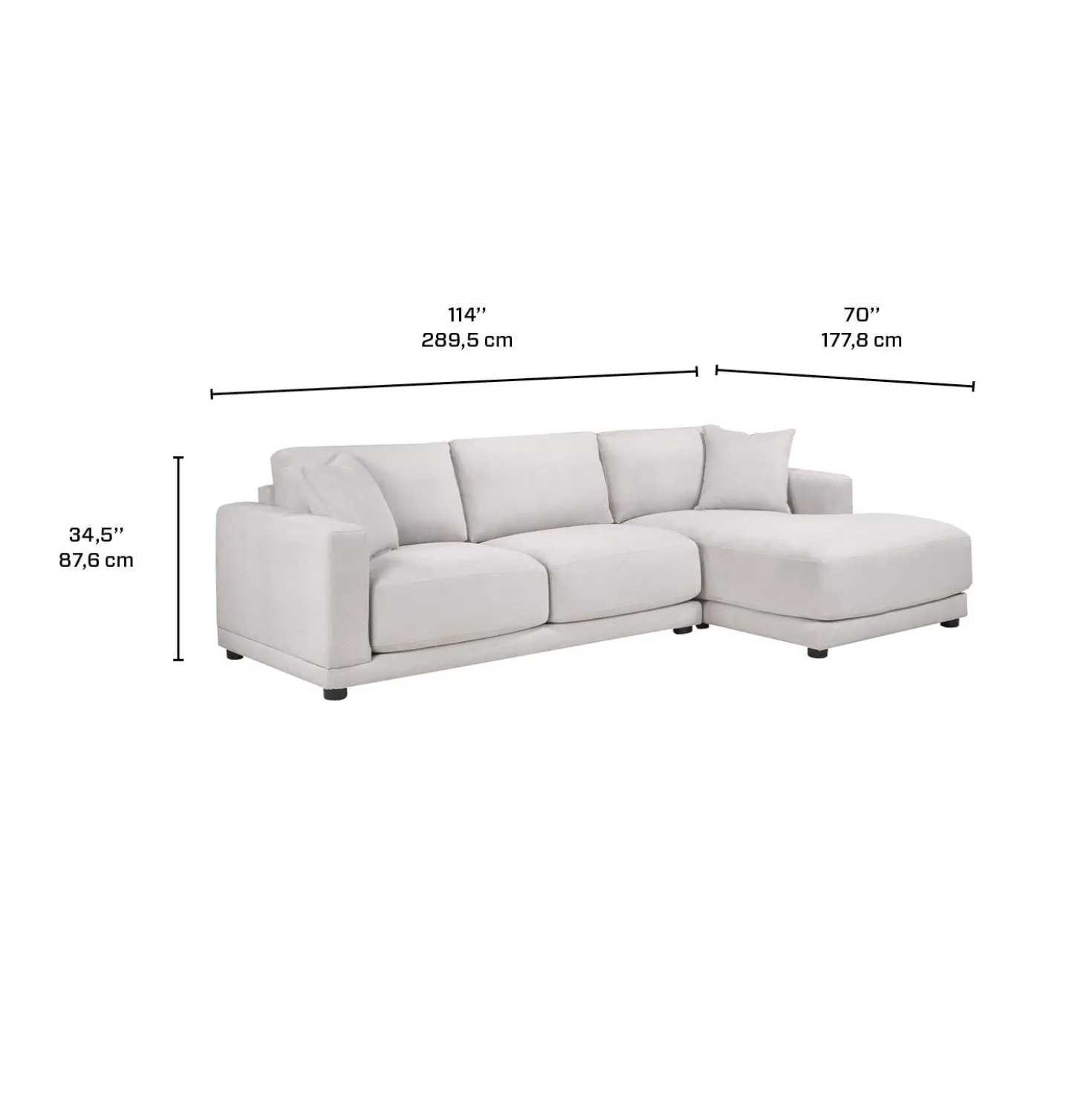 Sectionnel moelleux avec chaise longue à droite