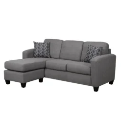 Sectionnel réversible avec chaise longue - gris charbon