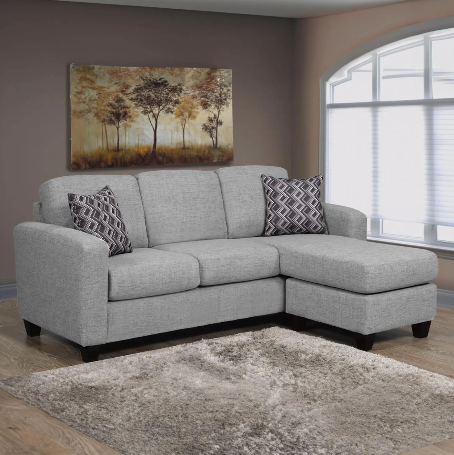 Sectionnel réversible avec chaise longue - gris