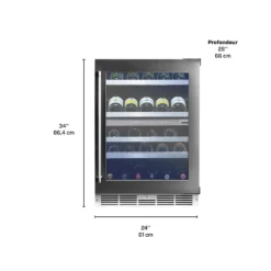 SILHOUETTE Cellier à vin encastré 24″ Inox 24
