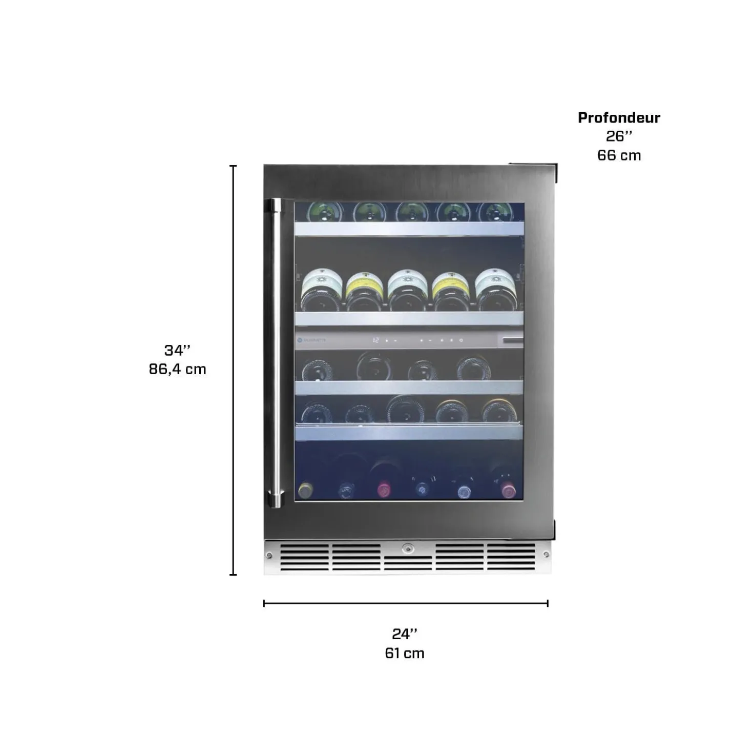 SILHOUETTE Cellier à vin encastré 24″ Inox 24" - SPRWC052D3SS