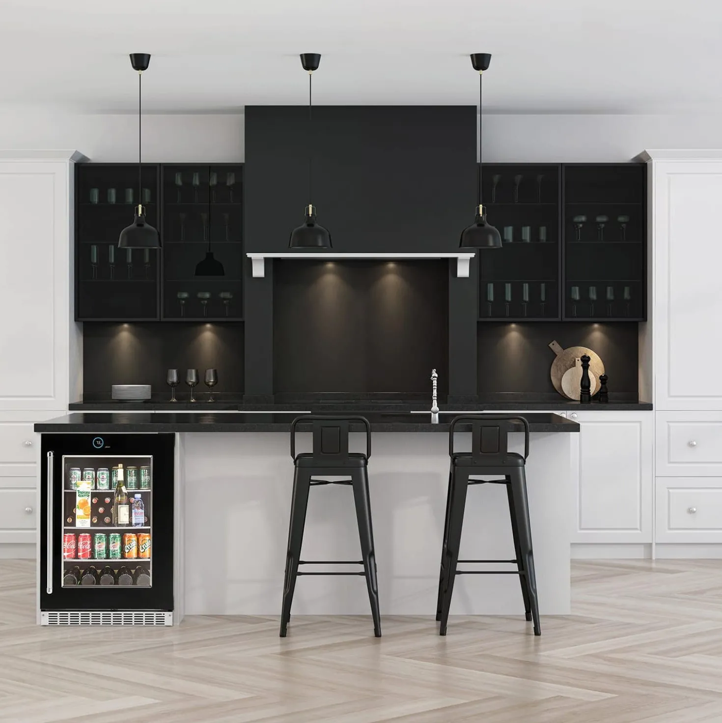 SILHOUETTE Centre de boissons encastré 24 po Noir 24" - SRVBC050R
