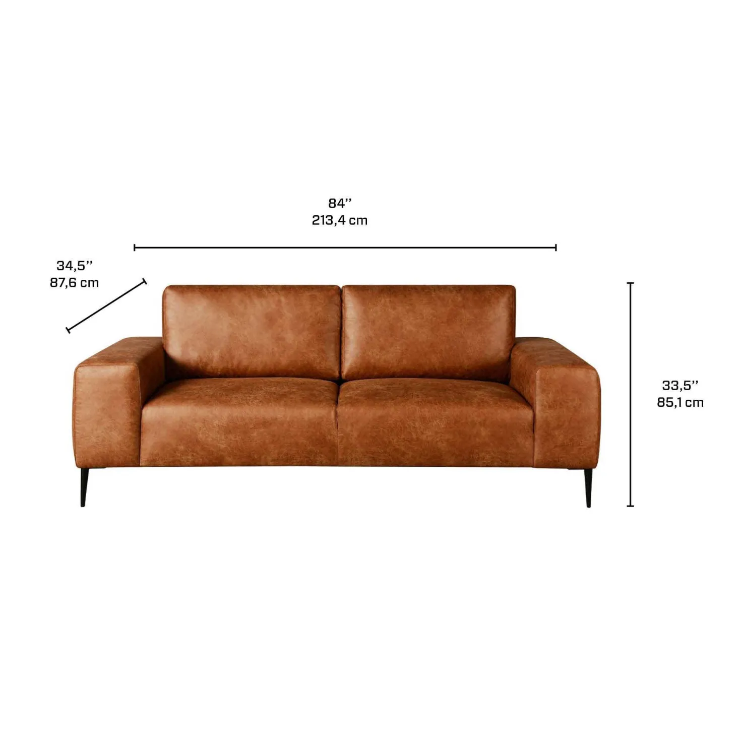 Sofa avec assises profondes et accoudoirs carrés