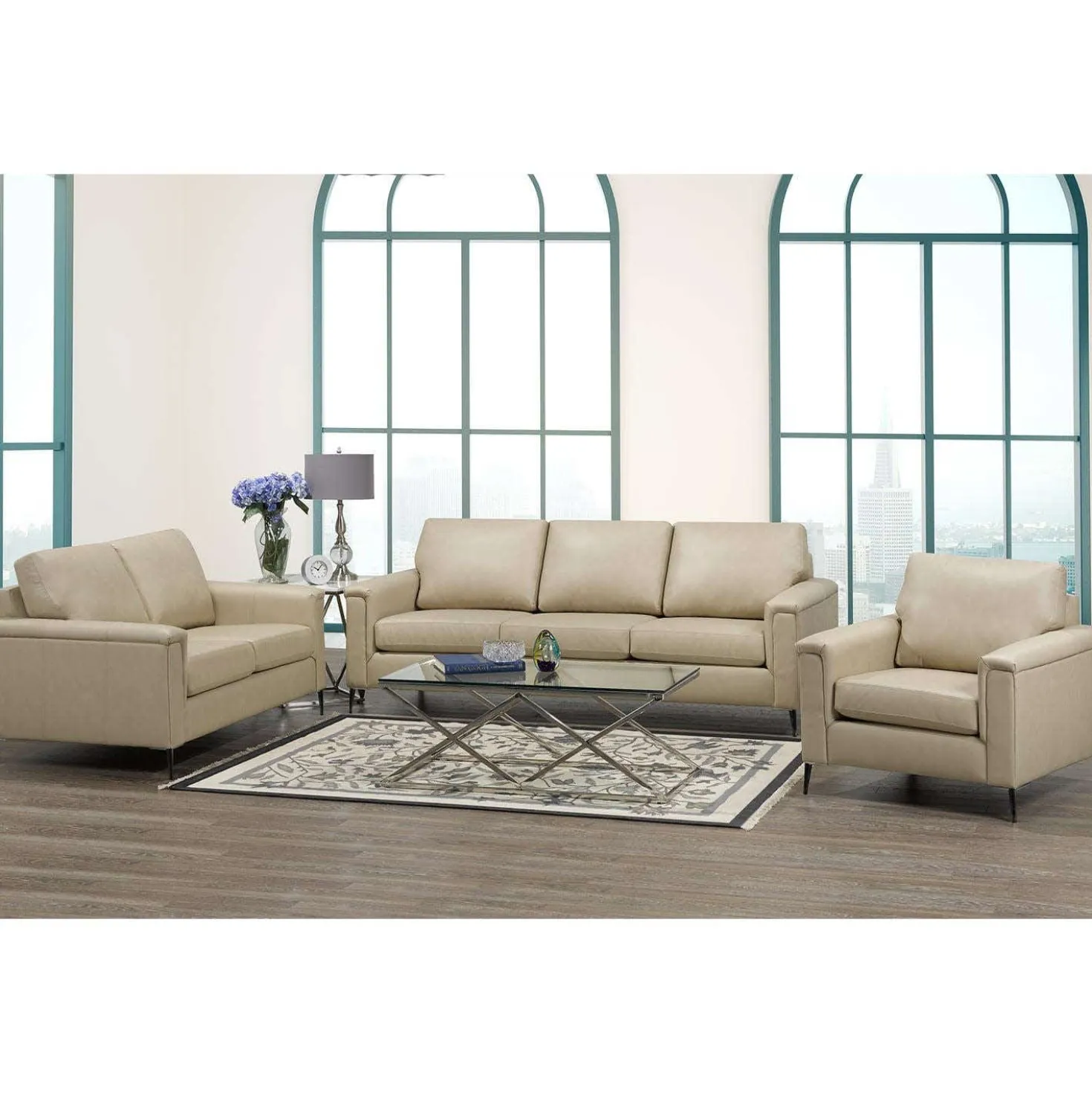 Sofa en cuir véritable - beige