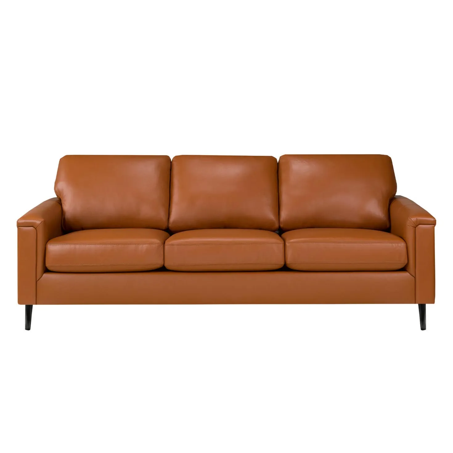 Sofa en cuir véritable - cognac