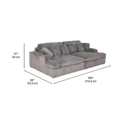 Sofa en velours côtelé avec 2 chaises longues