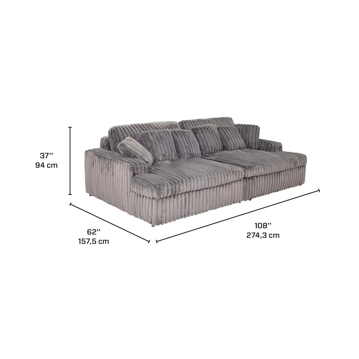 Sofa en velours côtelé avec 2 chaises longues