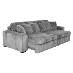 Sofa en velours côtelé avec 2 sièges coulissants électriques