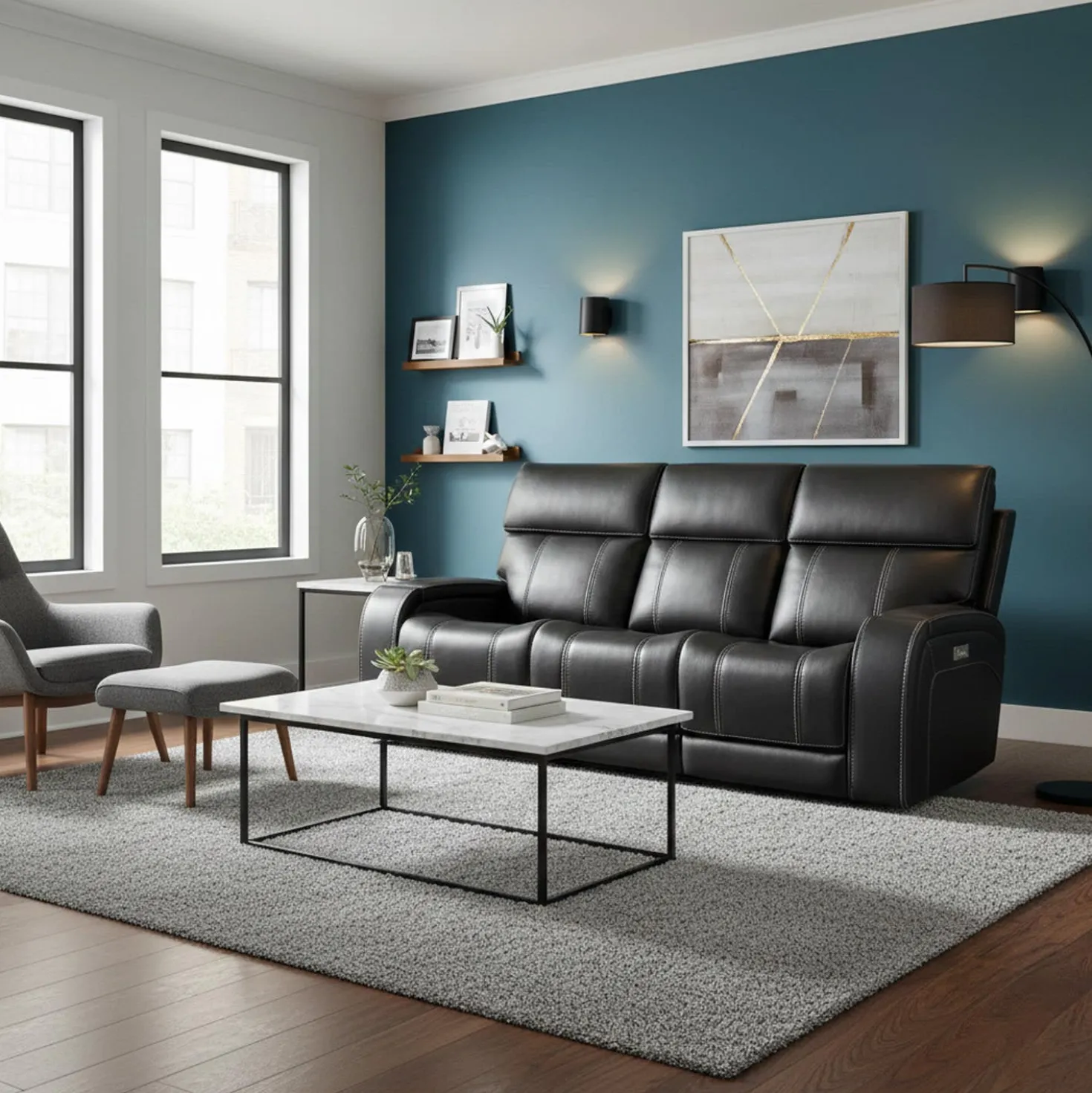 Sofa inclinable électrique avec appuis-tête ajustables, siège rabattable et système de son immersif