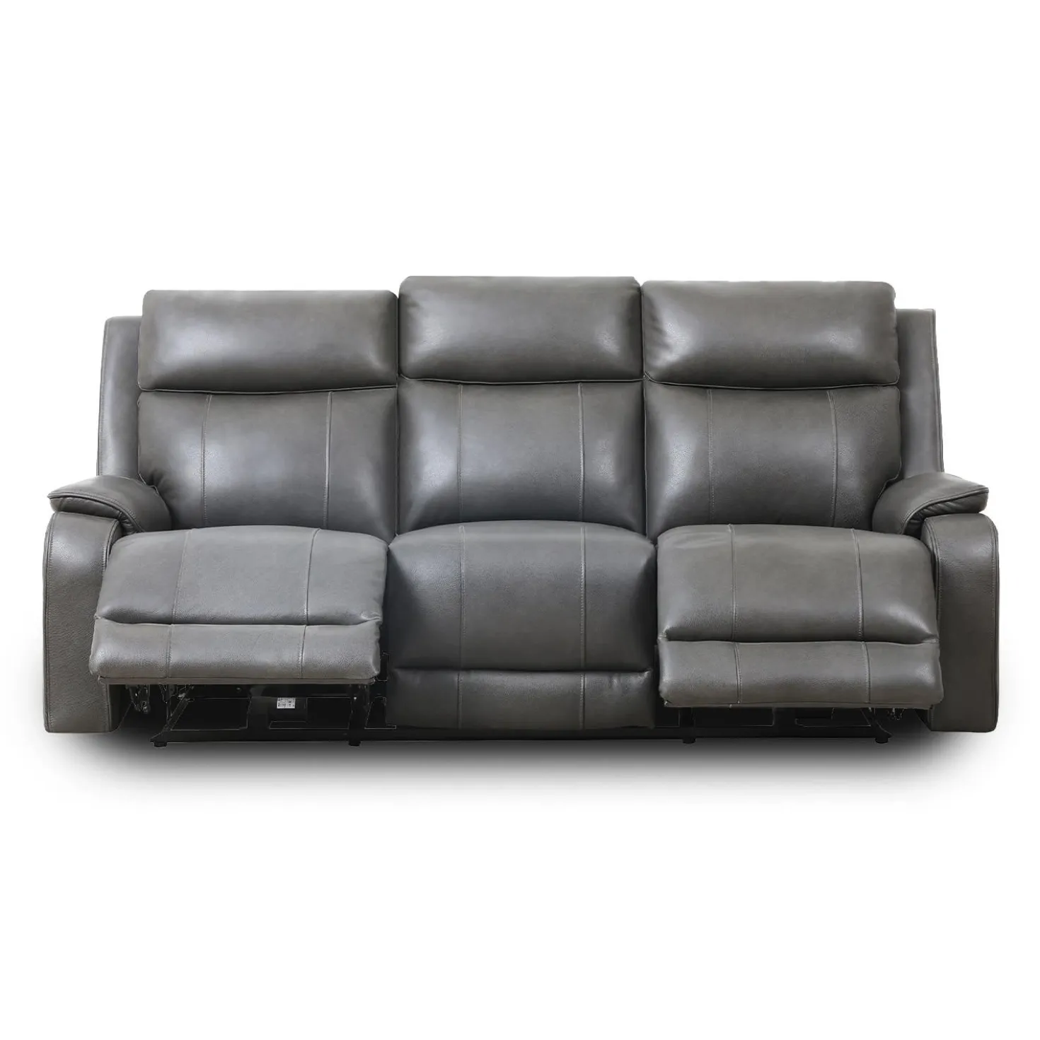 Sofa inclinable électrique en cuir avec appuis-tête ajustables - gris