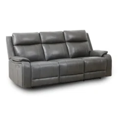 Sofa inclinable électrique en cuir avec appuis-tête ajustables - gris