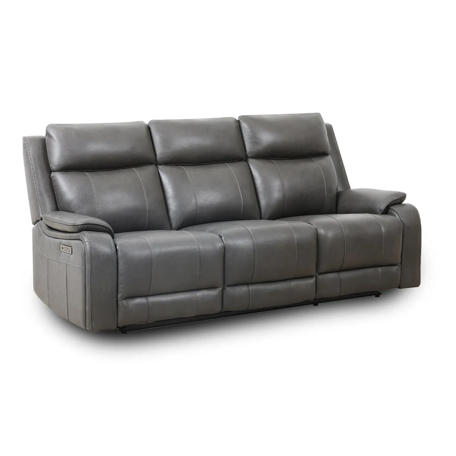 Sofa inclinable électrique en cuir avec appuis-tête ajustables - gris