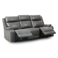Sofa inclinable électrique en cuir avec appuis-tête ajustables - gris