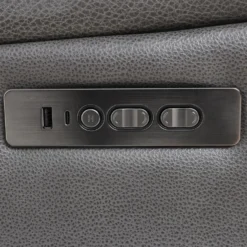 Sofa inclinable électrique en cuir avec appuis-tête ajustables - gris