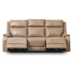 Sofa inclinable électrique en cuir avec appuis-tête ajustables - taupe