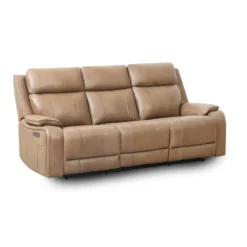 Sofa inclinable électrique en cuir avec appuis-tête ajustables - taupe