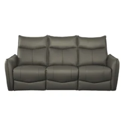 Sofa inclinable électrique en cuir véritable à 3 moteurs - appuis-tête, repose-pieds et soutien lombaire