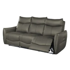 Sofa inclinable électrique en cuir véritable à 3 moteurs - appuis-tête, repose-pieds et soutien lombaire