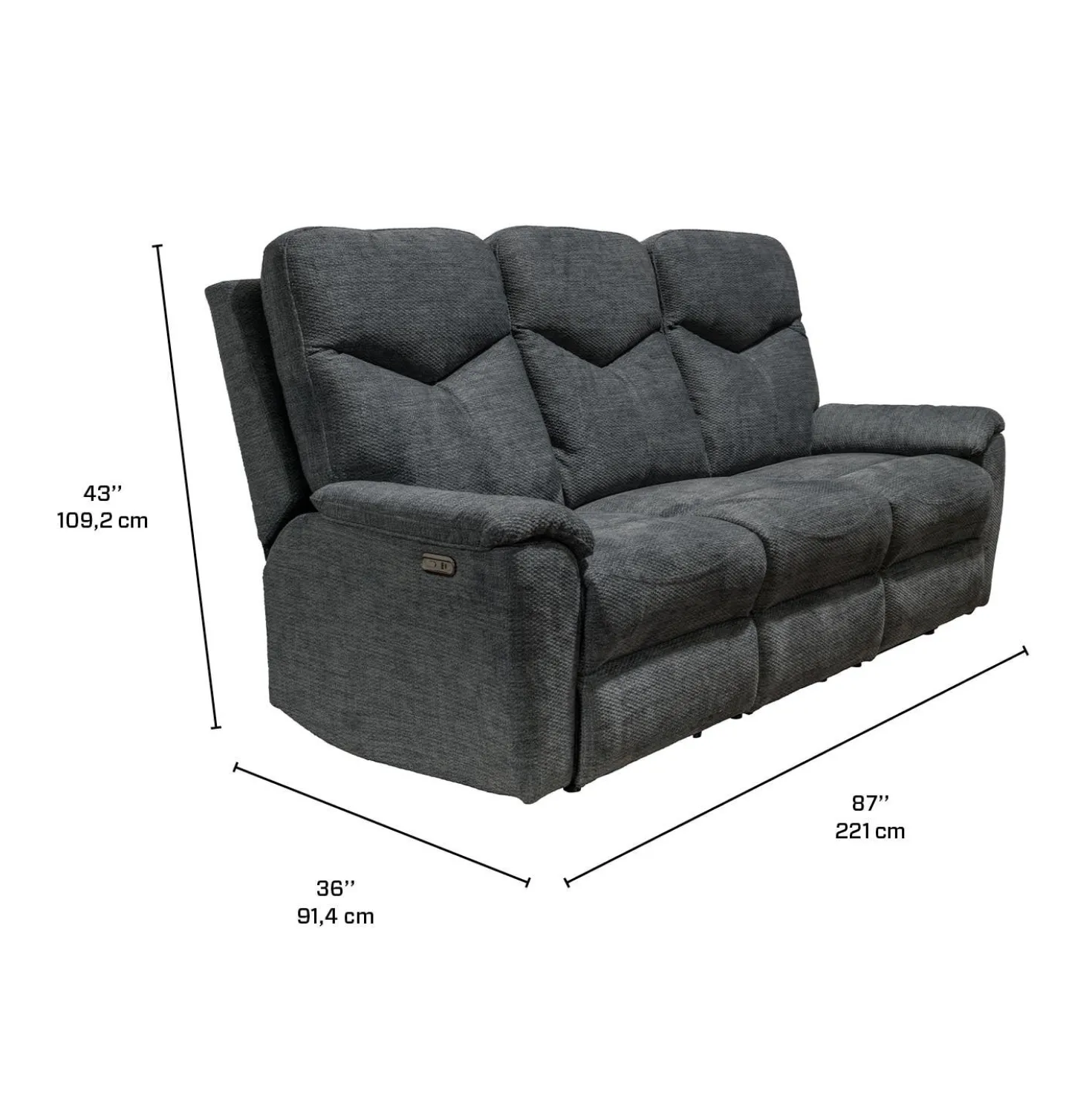 Sofa inclinable électrique - gris