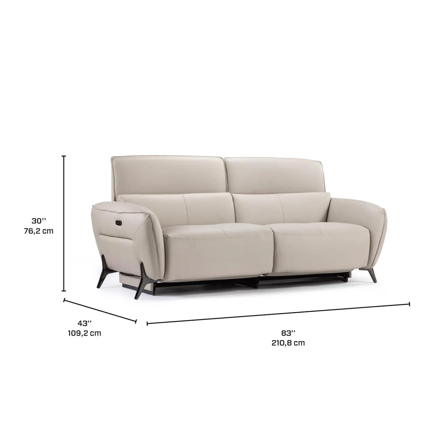 Sofa électrique inclinable avec appuis-tête ajustables - cuir véritable
