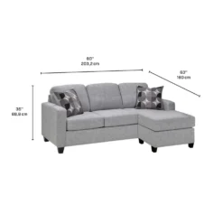 Sofa-lit réversible avec chaise longue - gris
