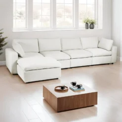 Sofa modulaire avec ottoman beige - 7 mcx