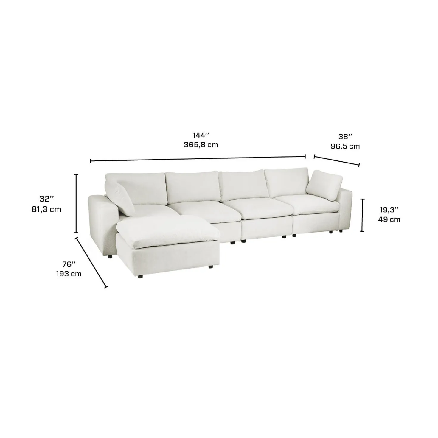 Sofa modulaire avec ottoman beige - 7 mcx