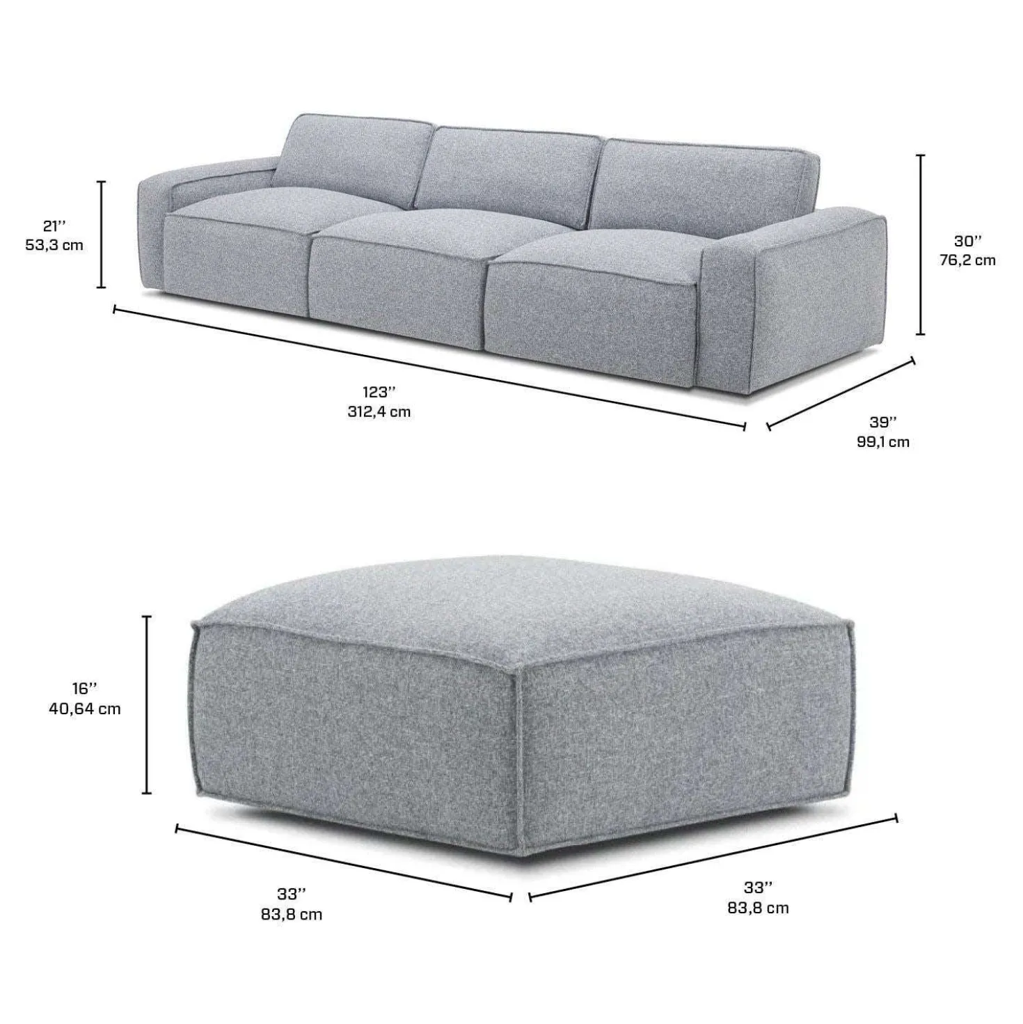 Sofa modulaire avec ottoman - 4 mcx