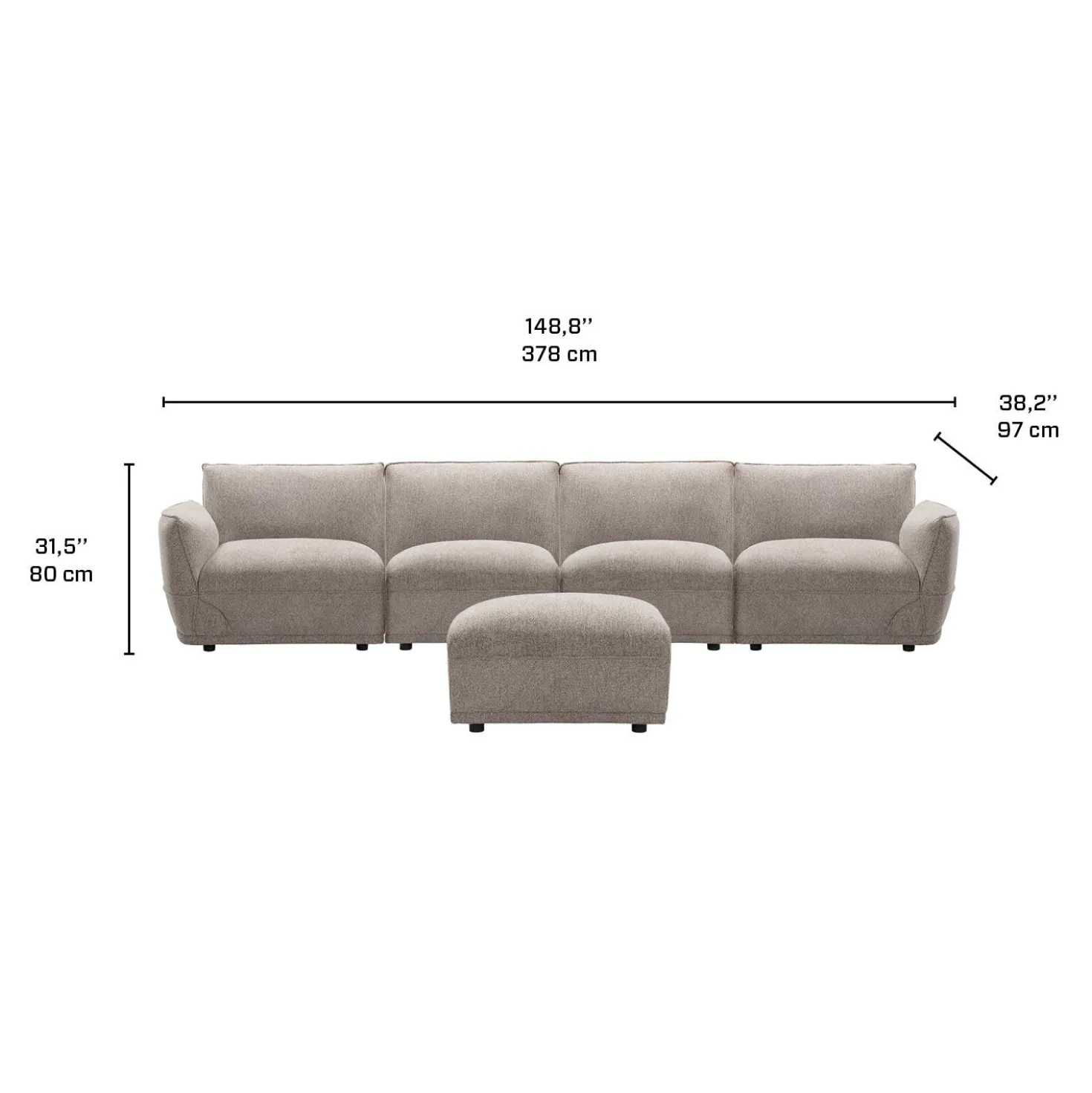 Sofa modulaire avec ottoman - 5 mcx
