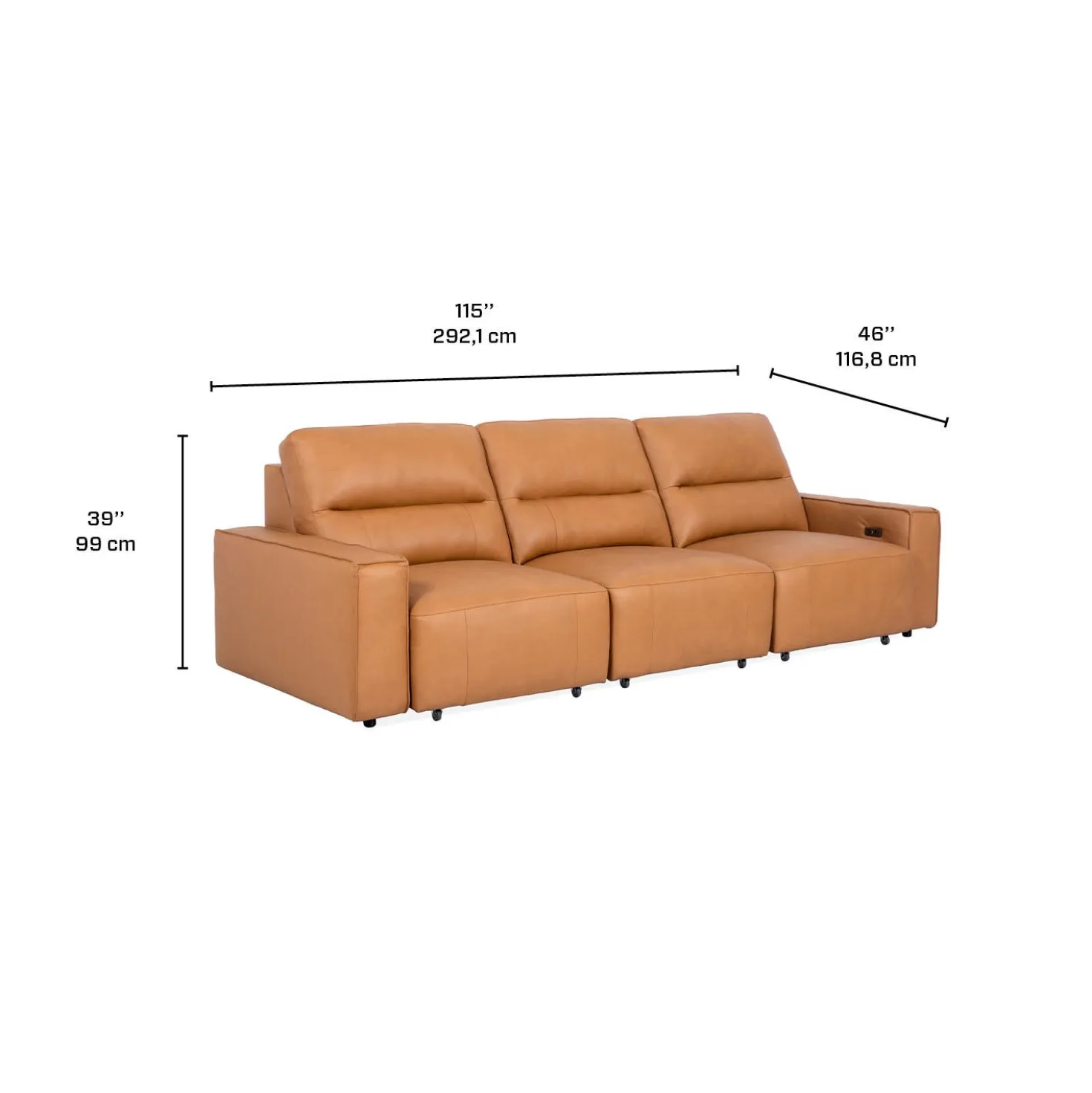 Sofa modulaire avec sièges coulissants électriques en cuir véritable - 3 mcx