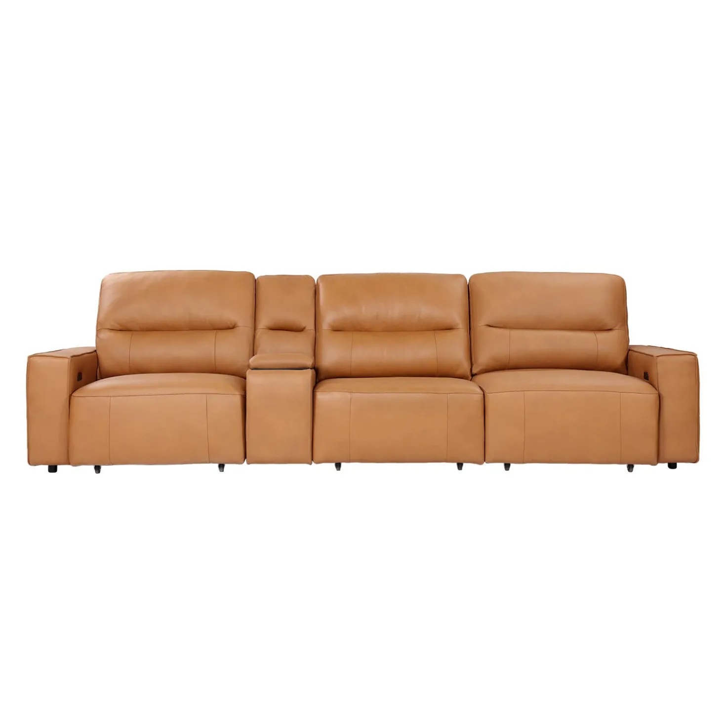 Sofa modulaire avec sièges coulissants électriques et console multimédia en cuir véritable - 4 mcx