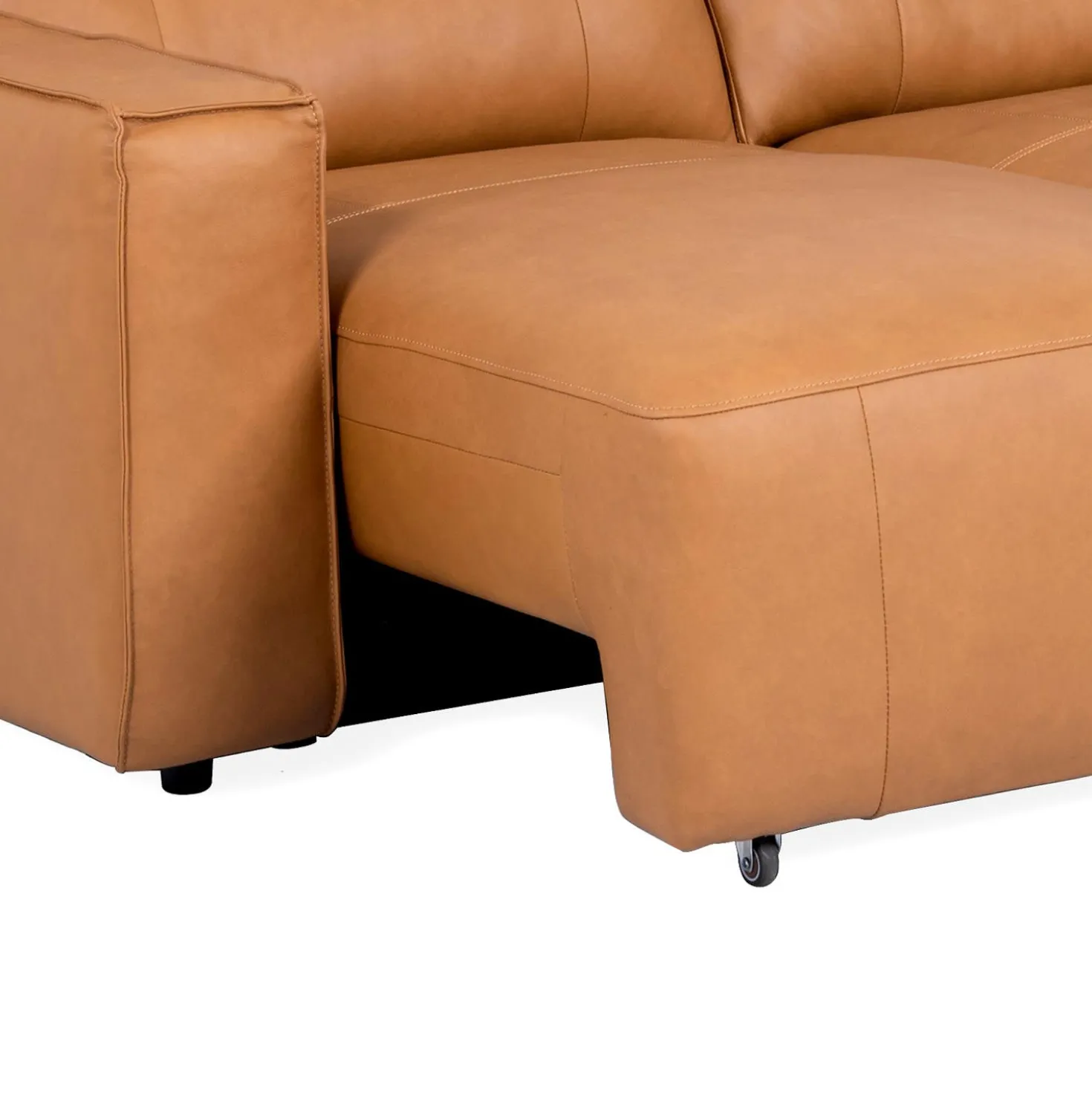Sofa modulaire avec sièges coulissants électriques et console multimédia en cuir véritable - 4 mcx