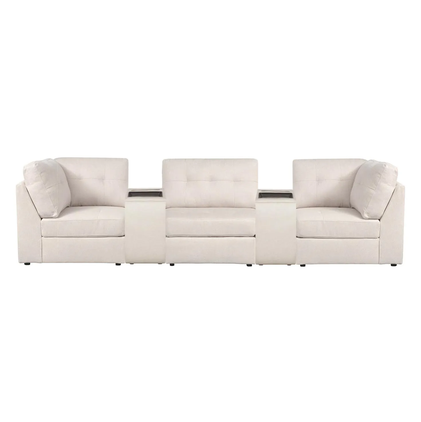 Sofa modulaire beige avec 2 consoles - 5 mcx